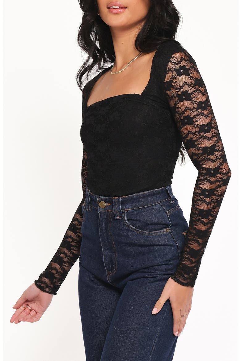 Skyler Lace Long Sleeve Shirt, Alternate, color, BLACK