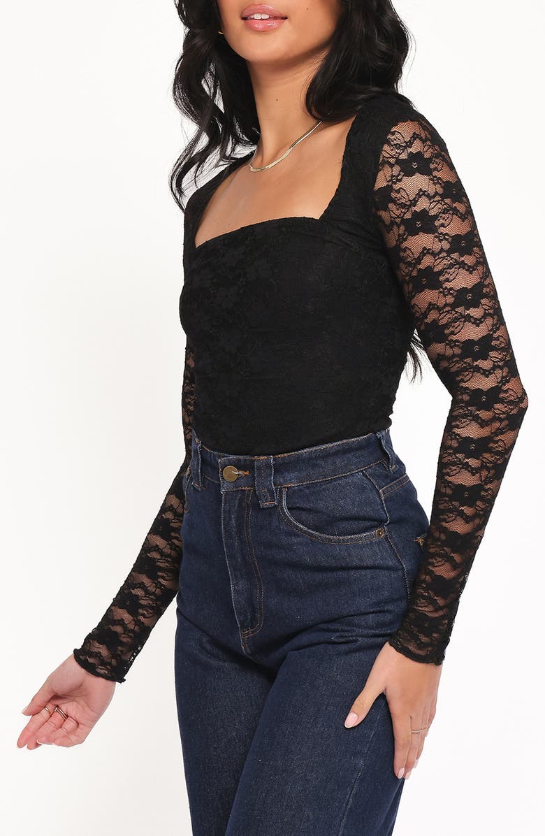 Petal & Pup Skyler Lace Long Sleeve Shirt, Alternate, color, Black