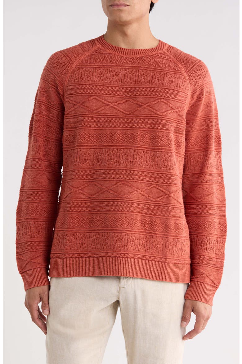 Sun Soaked Cotton Crewneck Sweater, Main, color, DK TERRA COTTA