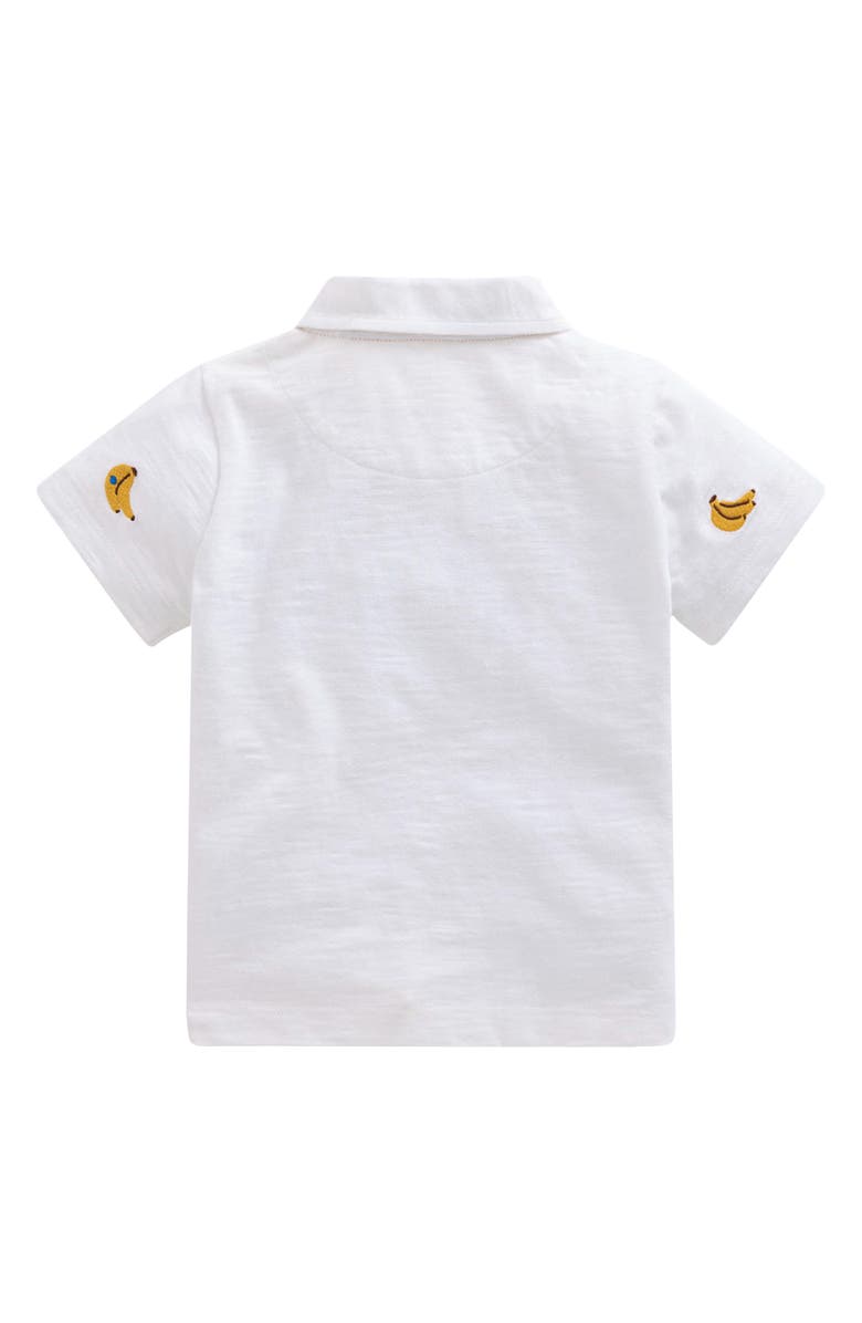 Mini Boden Embroidered Polo, Alternate, color, Ivory Bananas