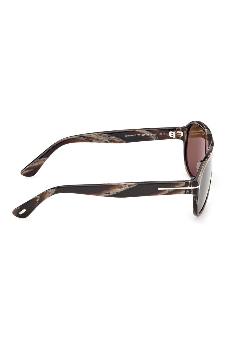 61mm Pilot Sunglasses, Alternate, color, BROWN HORN EFFECT / ROVIEX