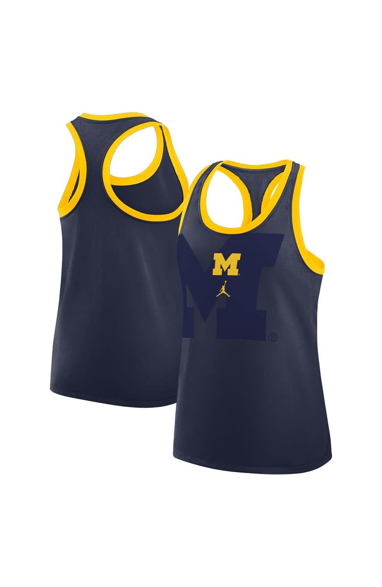 Jordan Brand Women's Jordan Brand Navy Michigan Wolverines Primetime Shadow Tri-Blend Racerback Tank Top, Main, color, Navy
