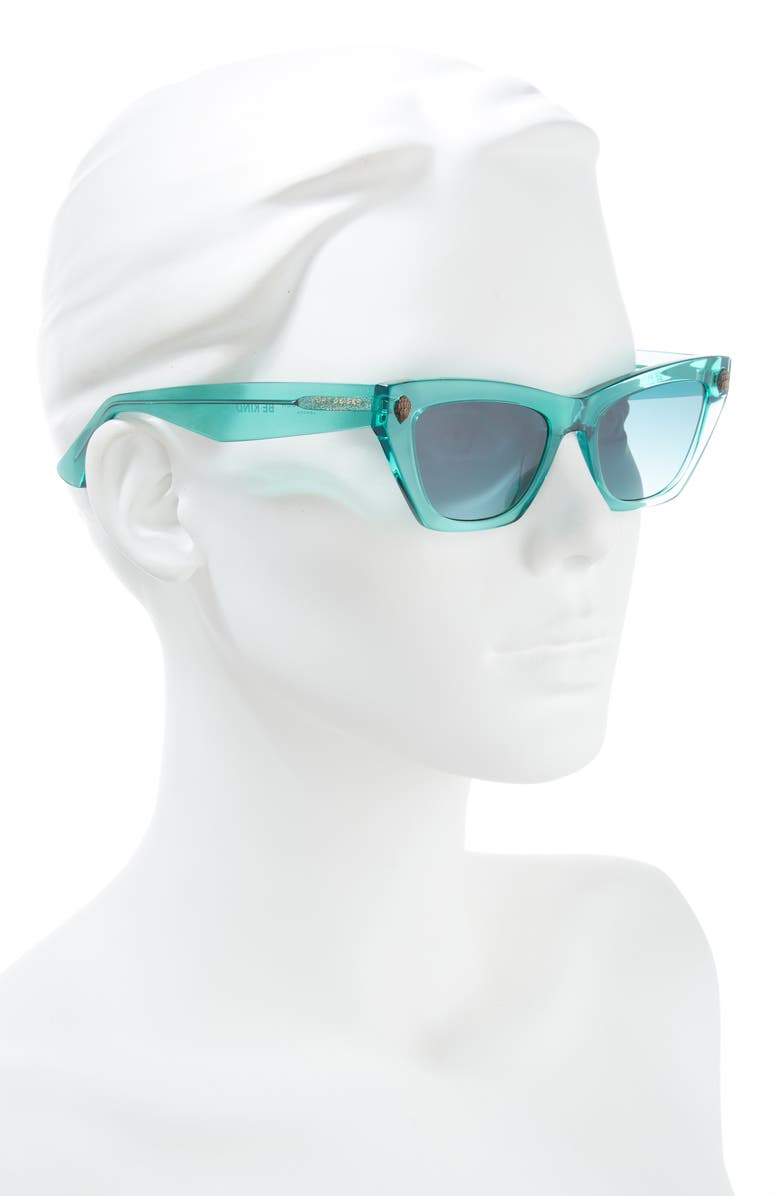 Kurt Geiger London 51mm Cat Eye Sunglasses, Alternate, color, Green/ Green Shaded
