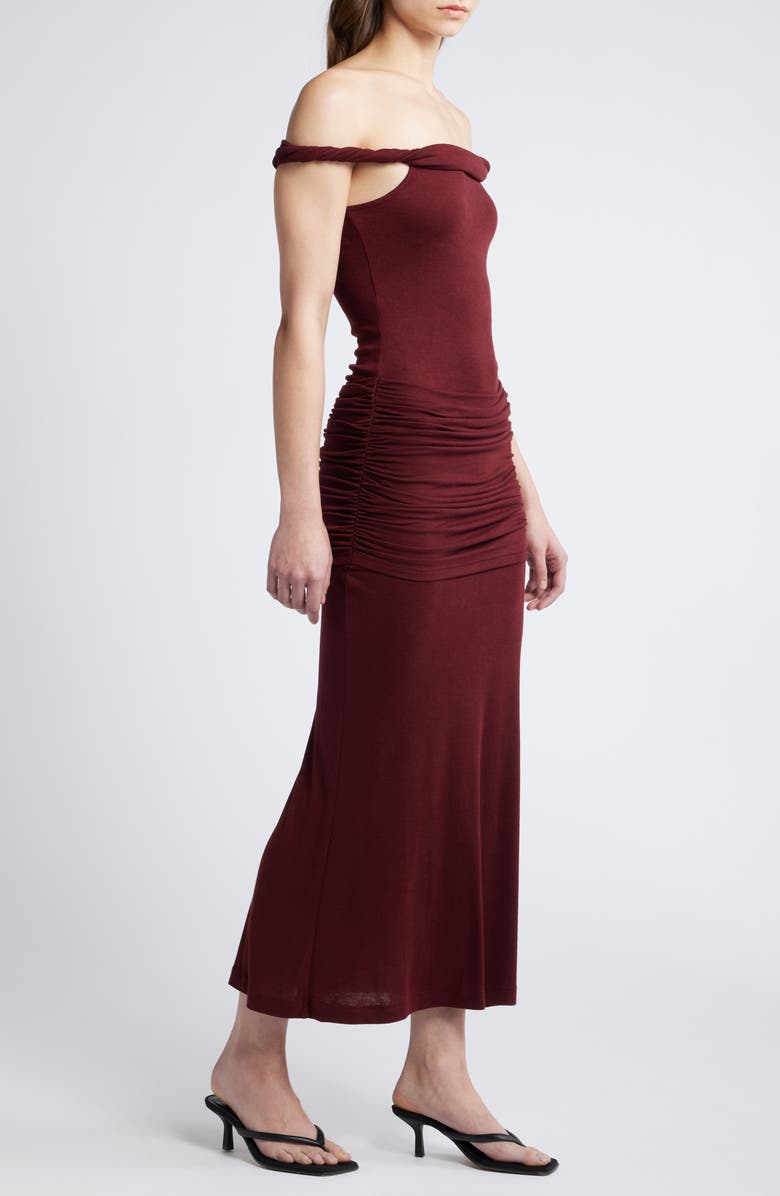 Pixie Market Pamela Off-the-Shoulder Knit Dress, Alternate, color, Oxblood Red