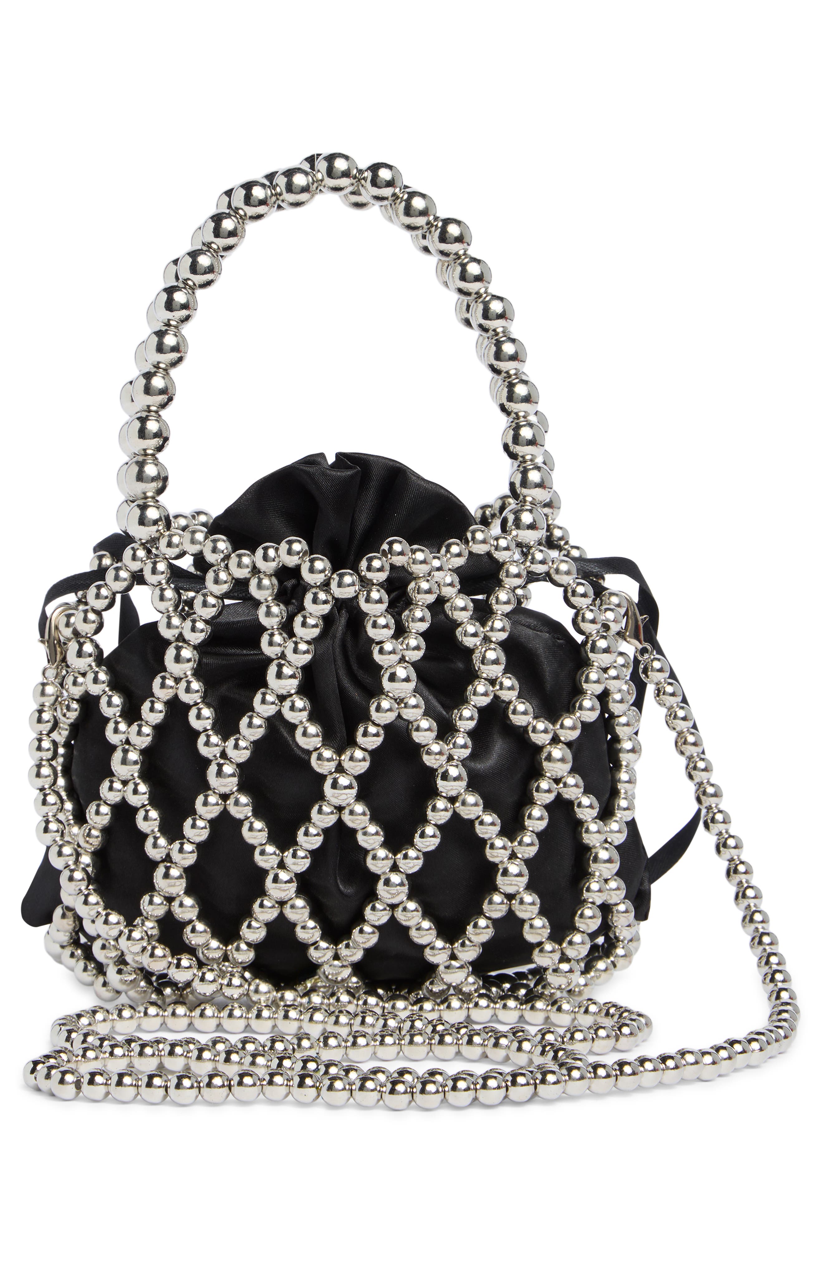 BCBG Beaded Cage Mini Bag, Alternate, color, Black