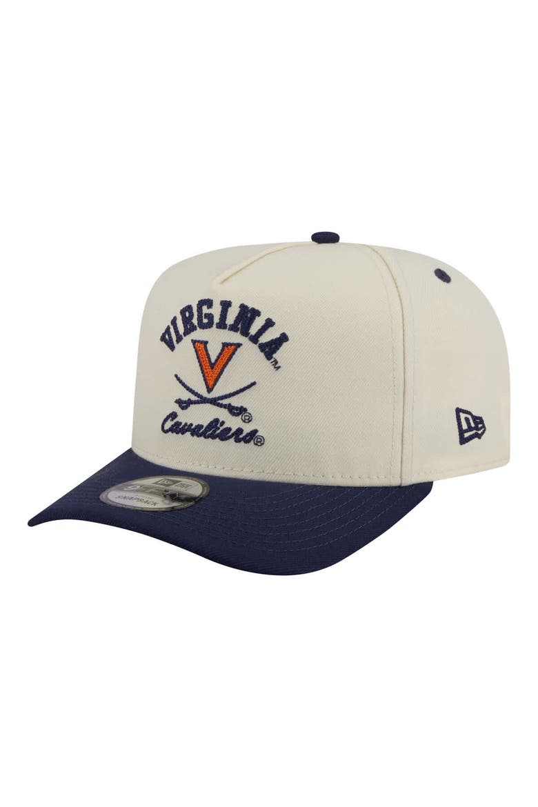 Men's New Era  Cream/Navy Virginia Cavaliers Two-Tone Arched 9FIFTY Snapback Hat, Alternate, color, Cream