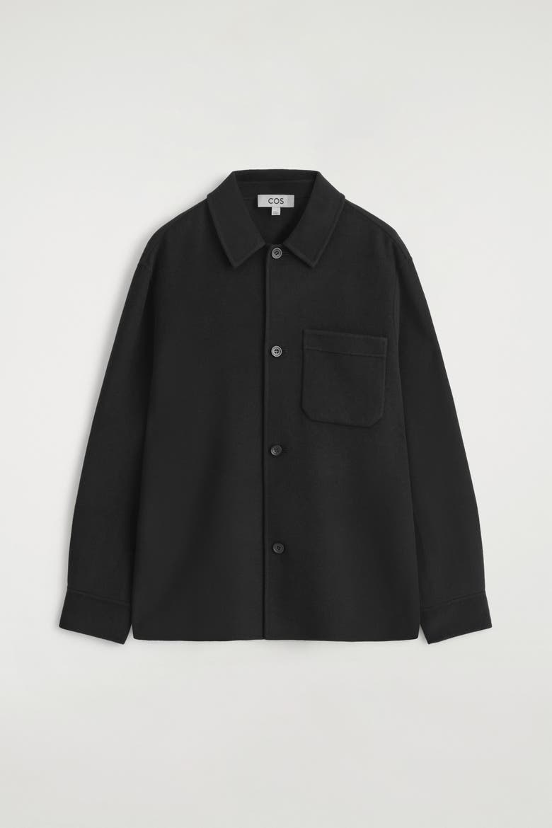 Double-faced Wool Overshirt, Alternate, color, BLACK