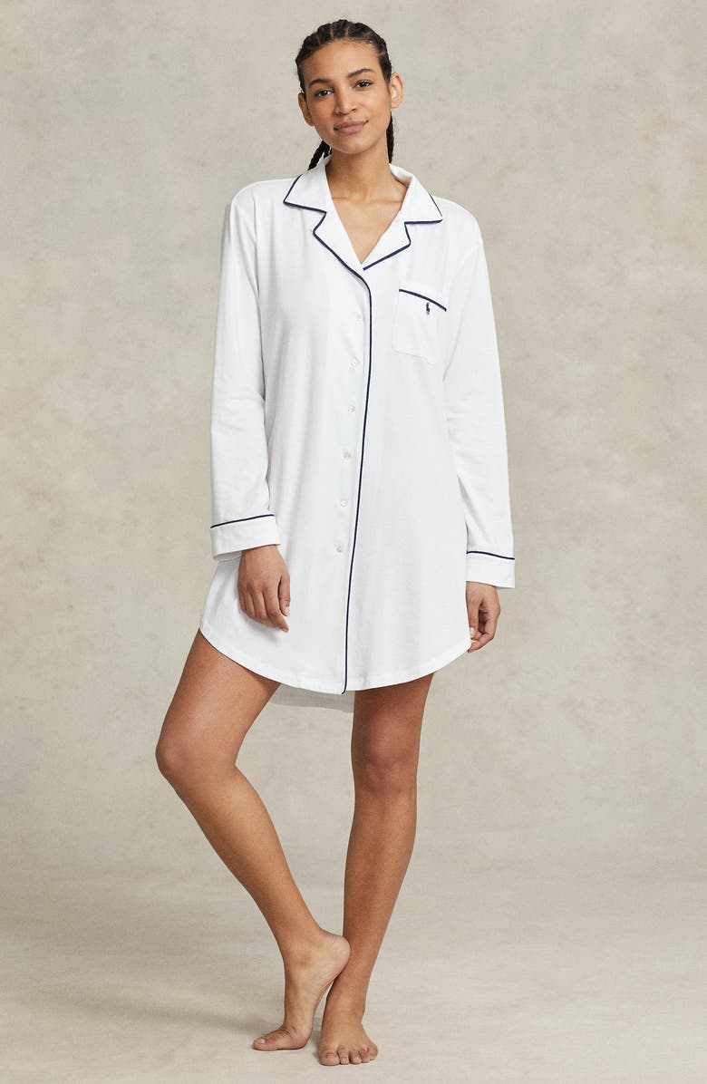 Polo Ralph Lauren Cotton Blend Sleepshirt, Alternate, color, White Cloud