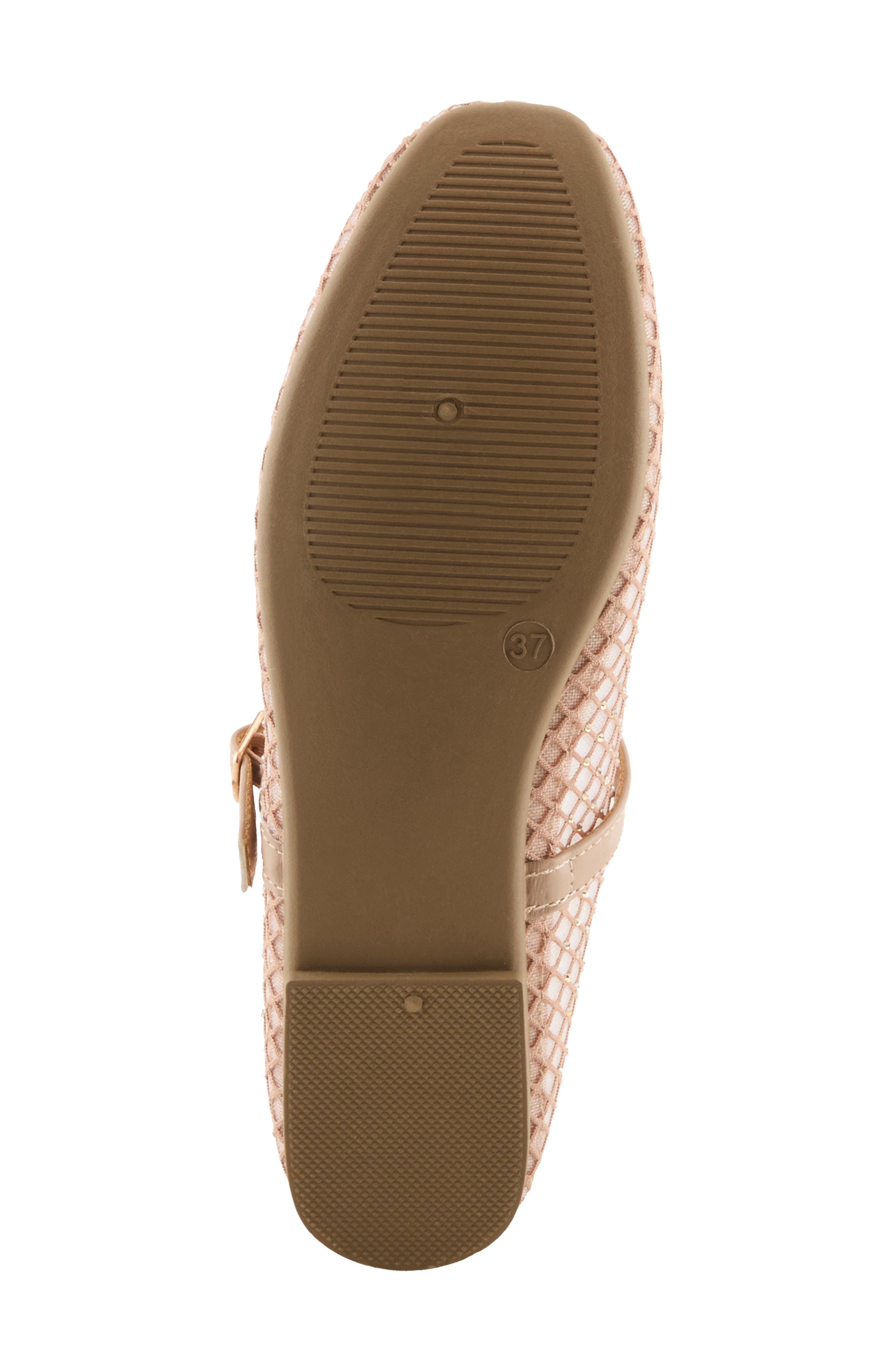 Sharkey Rhinestone Mesh Mary Jane Flat, Alternate, color, BEIGE