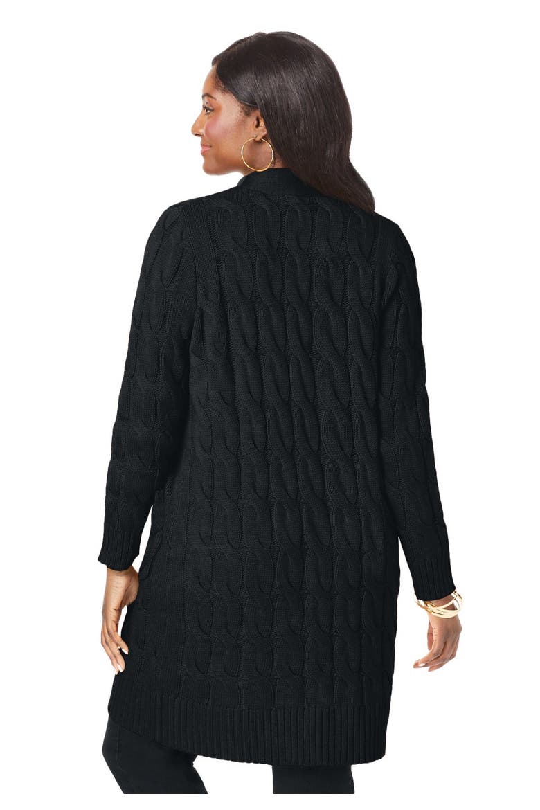 Cable Duster Sweater, Alternate, color, BLACK