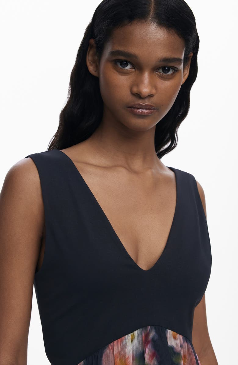 Desigual Sleeveless Floral Minidress, Alternate, color, Black