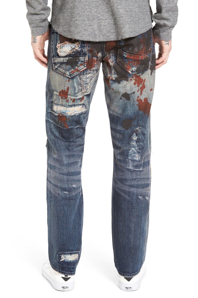 'Barracuda' Destroyed Straight Leg Jeans, Alternate, color, INDIGO