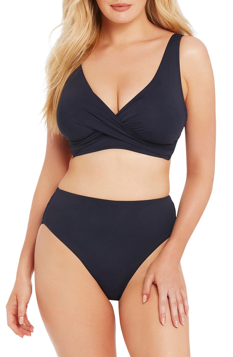Sea Level Cross Front Bra Swim Top, Alternate, color, Night Sky