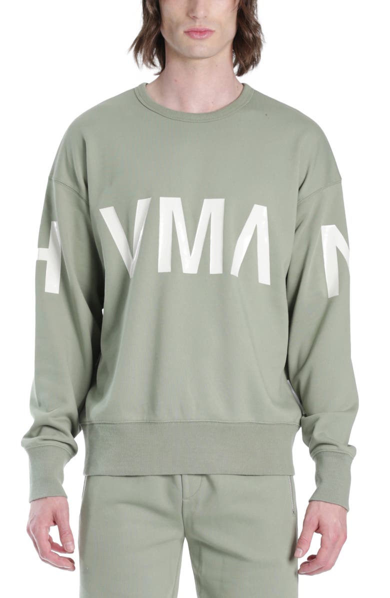 HVMAN Logo Crewneck Sweatshirt, Main, color, Green