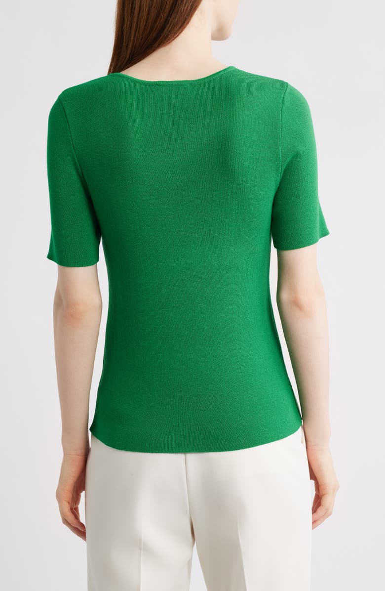 Tahari ASL Short Sleeve Sweater, Main, color, Emerald