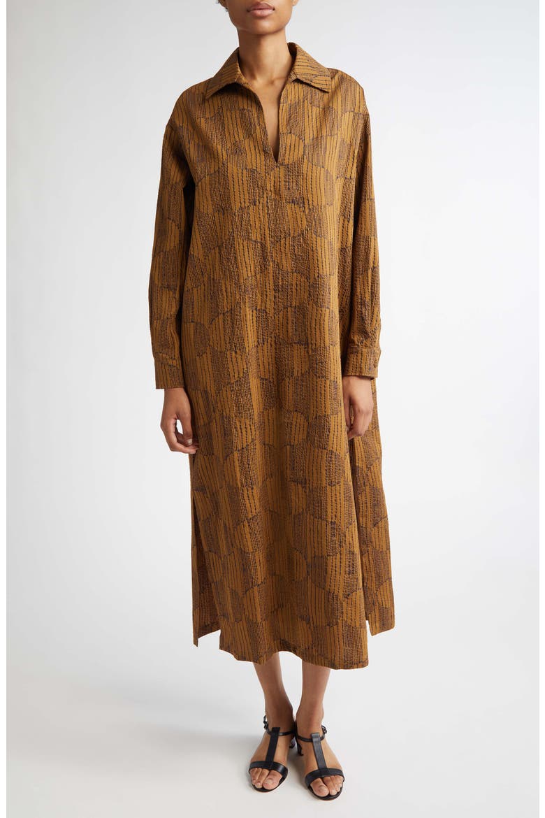 Edwige Abstract Print King Sleeve Caftan Dress, Main, color, OLIVE GREEN