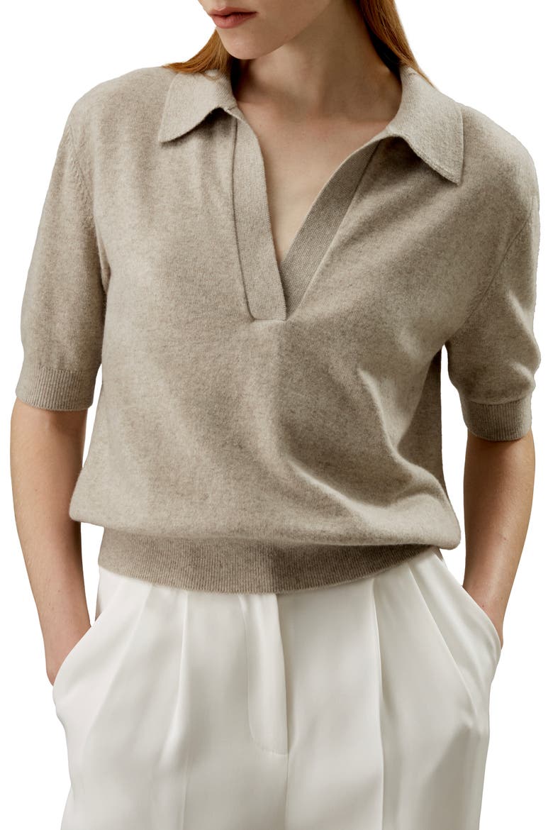 Women's Baby Cashmere Polo Sweater, Main, color, Camel