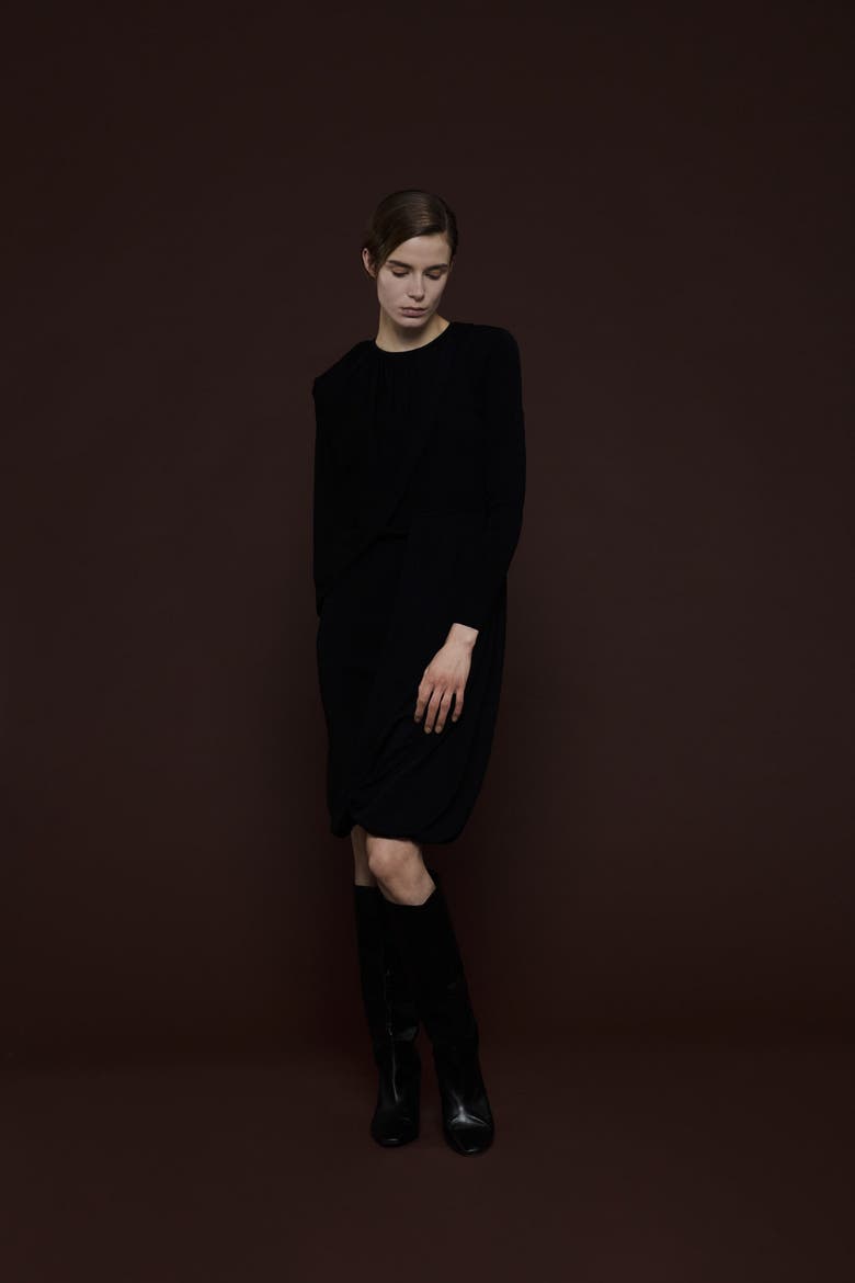 Knitted Dress with Scarf Detail, Alternate, color, Black