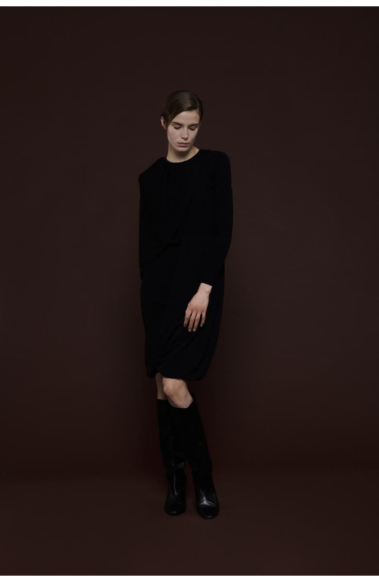 Leem Knitted Dress with Scarf Detail, Alternate, color, Black