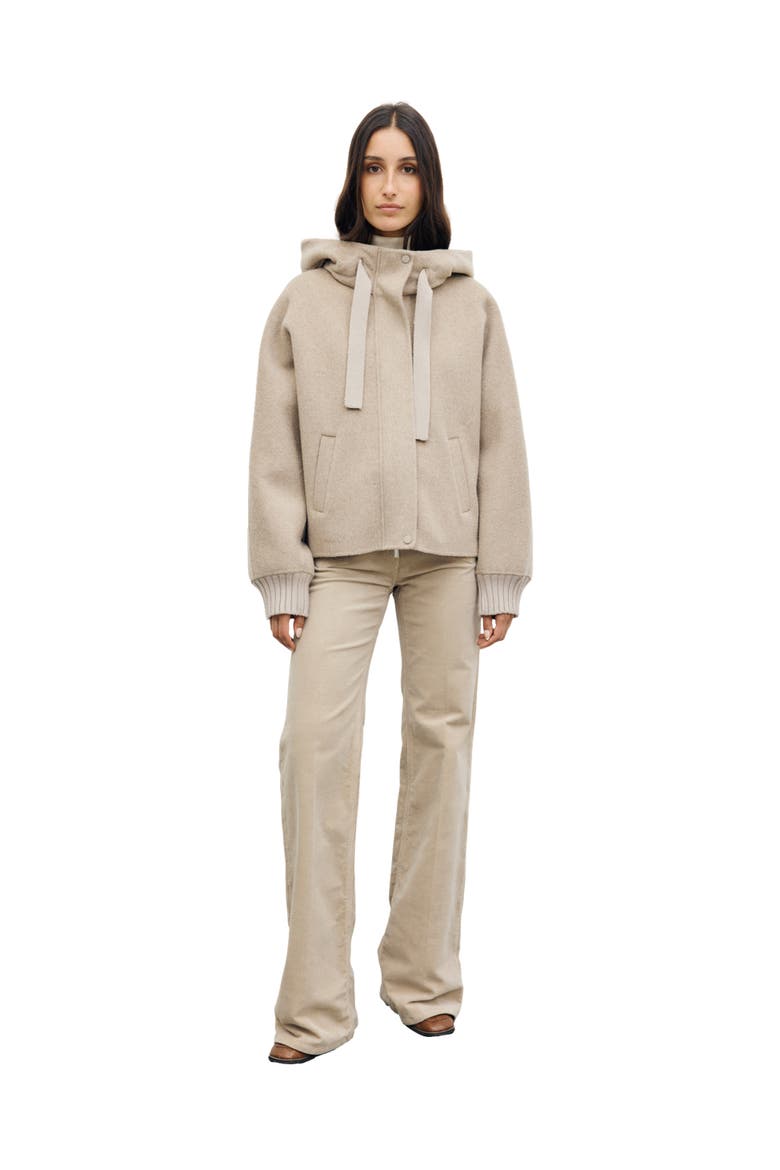 Sculptural Hooded Box Jacket, Alternate, color, Sand