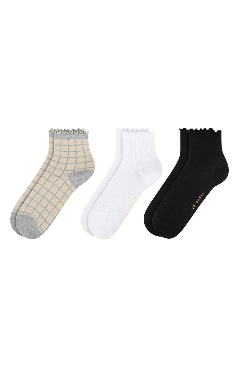 Ted Baker Assorted 3-Pack Ruffle Trim Crew Socks, Alternate, color, 