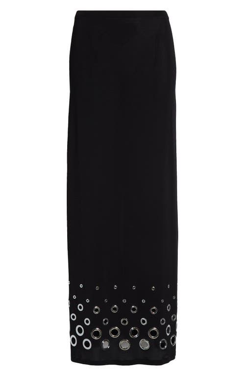 Rabanne Jupe Eyelet-embellished Jersey Maxi Skirt In Black
