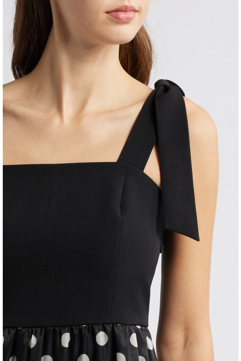 Tie Strap Tiered Skirt Dress, Alternate, color, ANNE BLACK/ ANNE WHITE