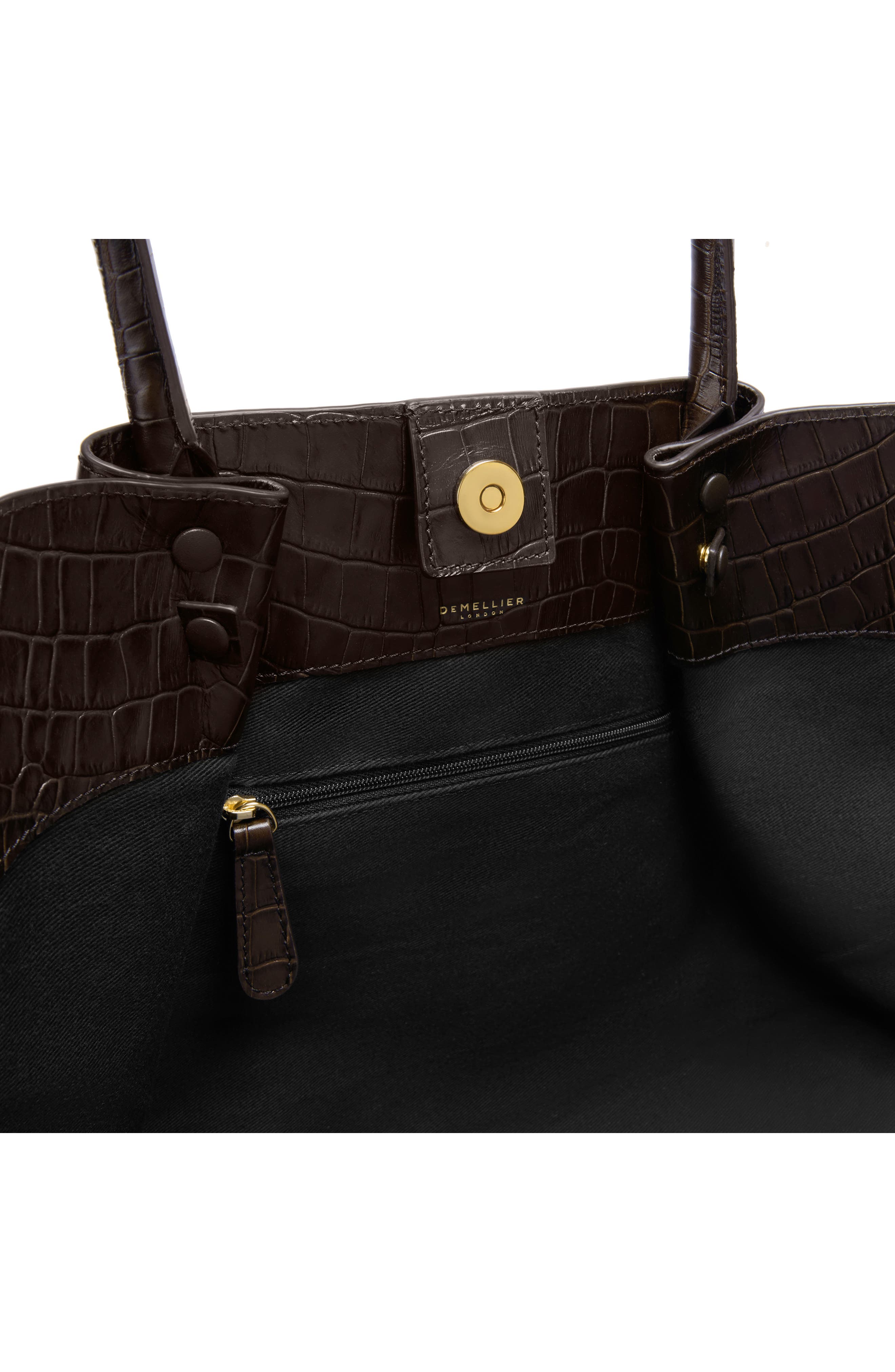 The New York Croc Embossed Leather Tote, Alternate, color, DARK CHOCOLATE