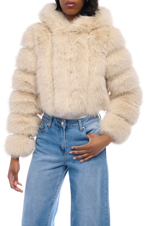 Azalea Wang Jolene Hooded Faux Fur Jacket In Beige