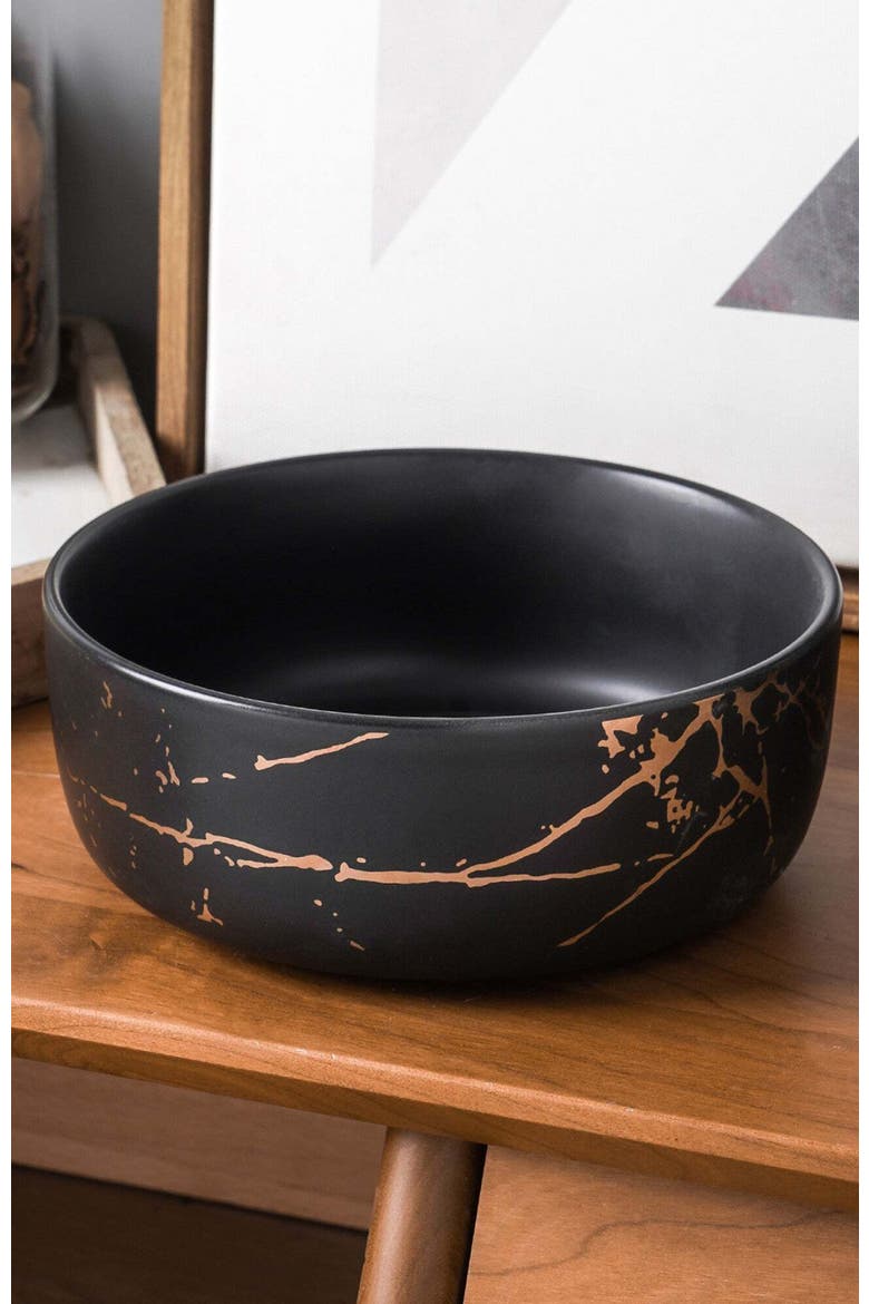 Zora Porcelain 4-Piece Bowl Set, Alternate, color, Black