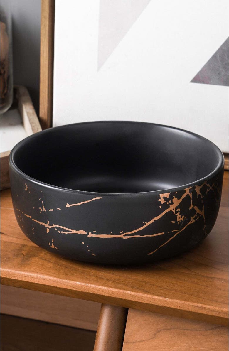 Stone Lain Zora Porcelain 4-Piece Bowl Set, Alternate, color, Black
