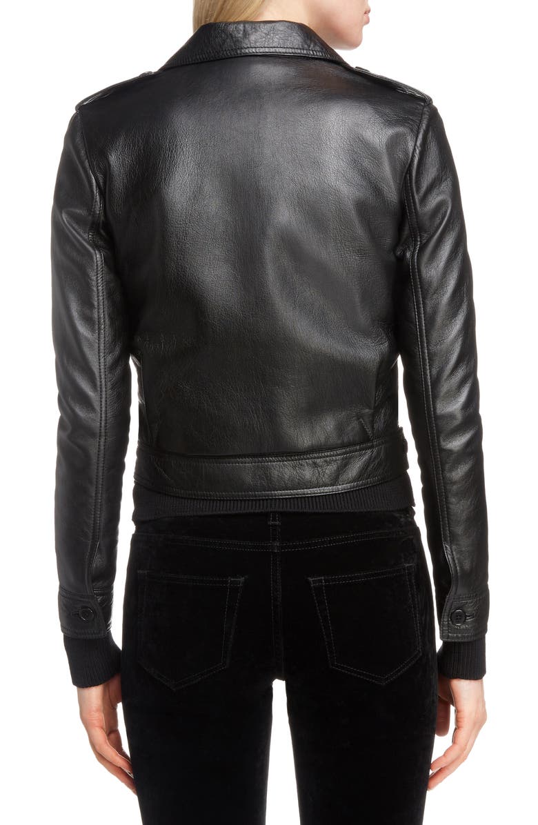 Saint Laurent Lambskin Leather Jacket, Alternate, color, 
