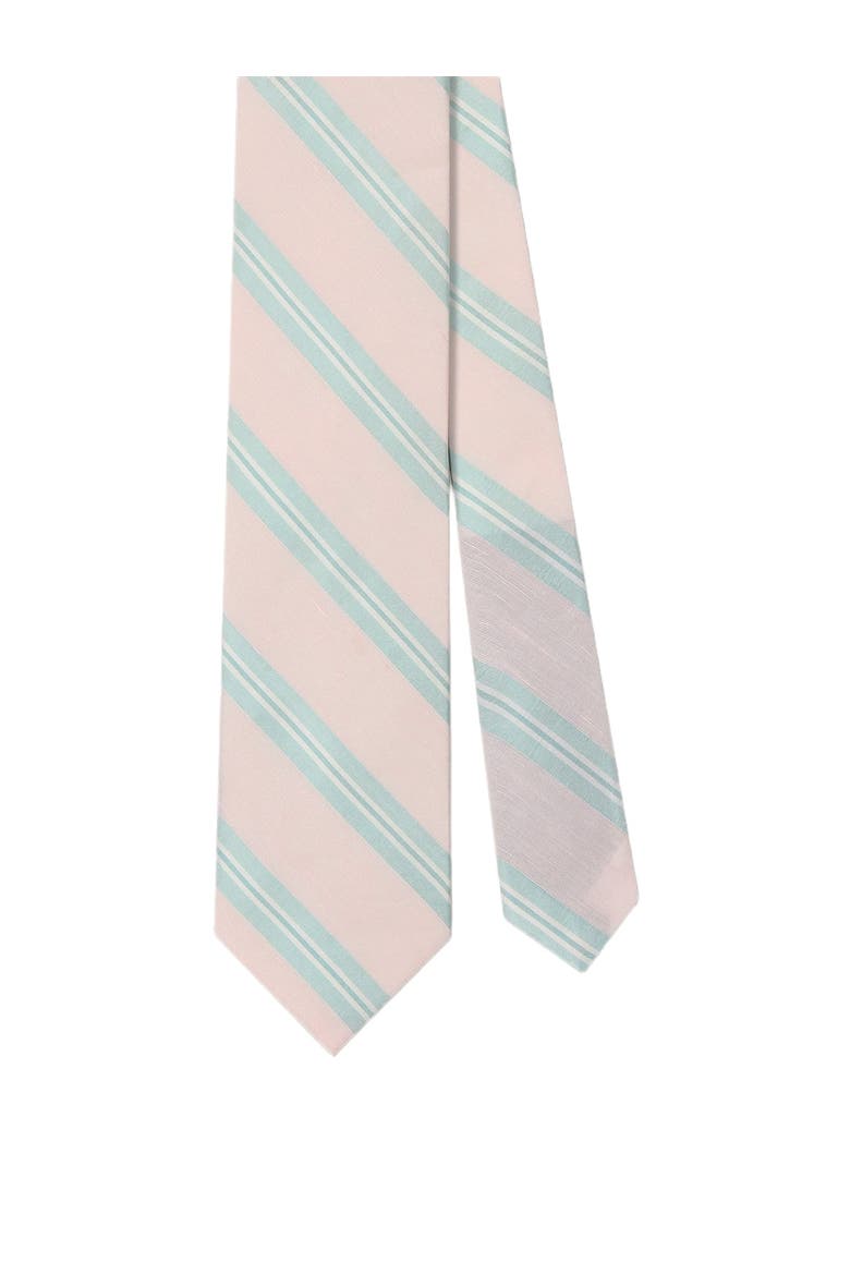 Robert Silk Linen Stripe Best of Class Necktie, Main, color, Pink