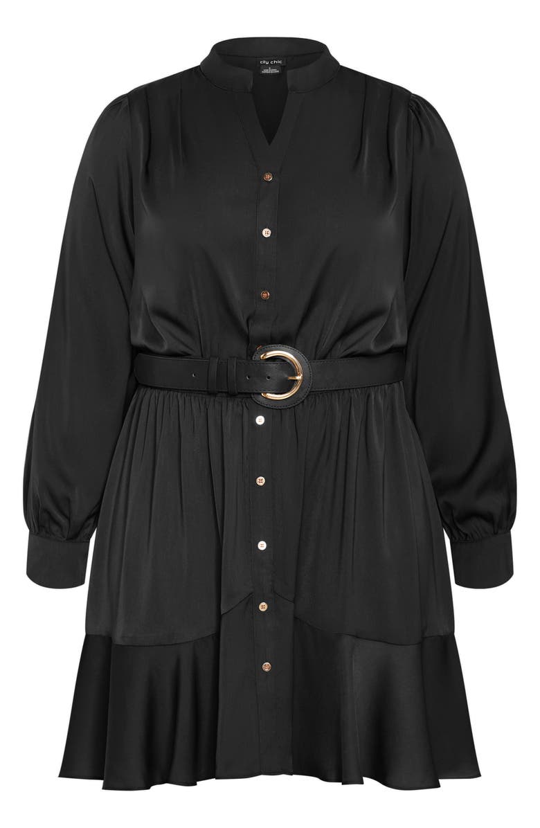 City Chic Oki Belted Long Sleeve Shirtdress, Alternate, color, 