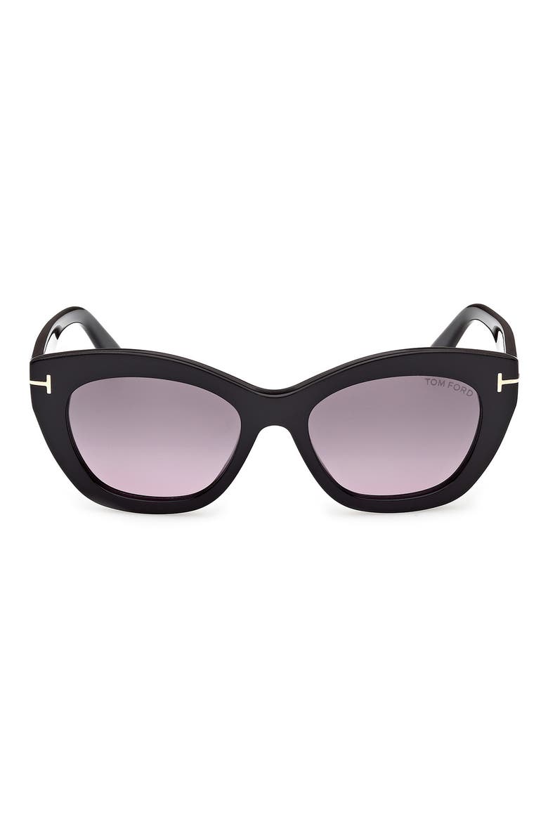 Linda 53mm Butterfly Sunglasses, Main, color, SHINY BLACK/ PURPLE LENSES
