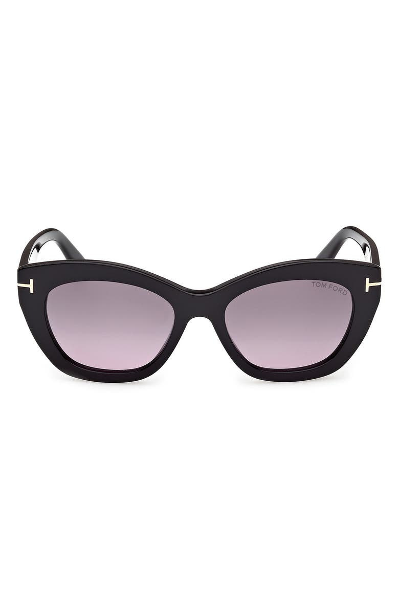 TOM FORD Linda 53mm Butterfly Sunglasses, Main, color, Shiny Black/ Purple Lenses