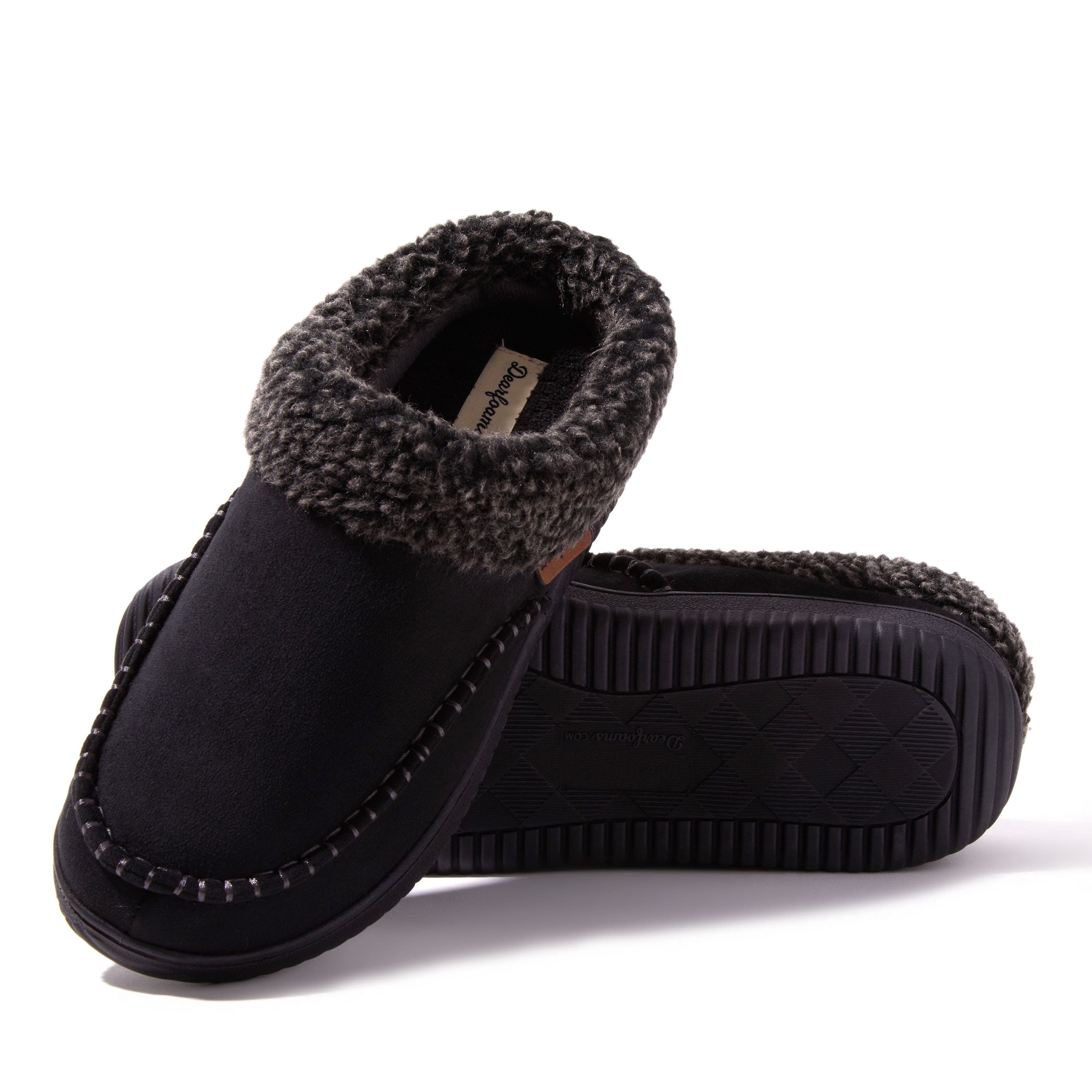DEARFOAMS Marshall Microsuede Moccasin Toe Clog Slipper, Alternate, color, Black
