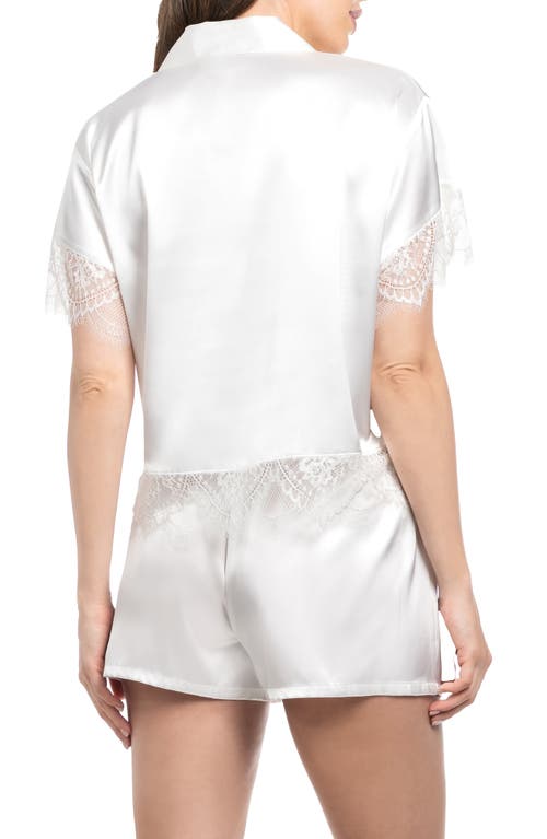 In Bloom By Jonquil Joanna Lace Trim Satin Short Pajamas In White