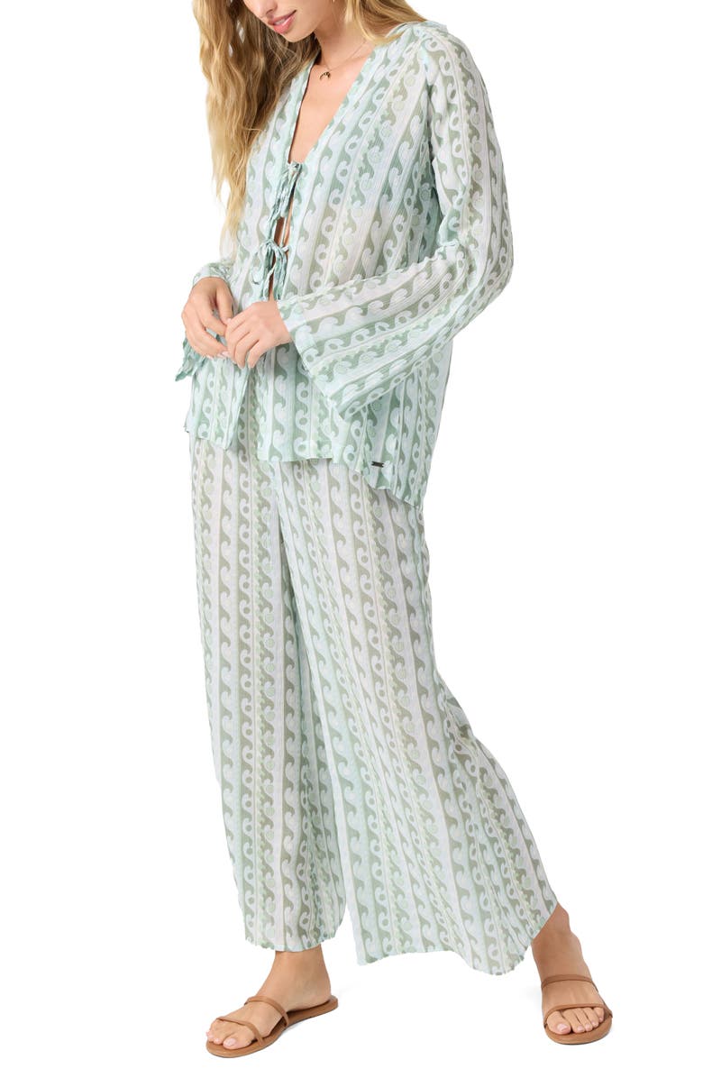 O'Neill Regina Print Hooded Cover-Up, Alternate, color, Starlight Blue