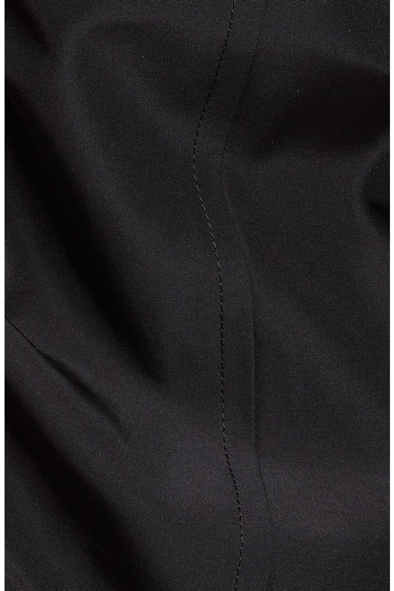 Belt Ruched Double Breasted Cotton & Silk Coat, Alternate, color, BLACK