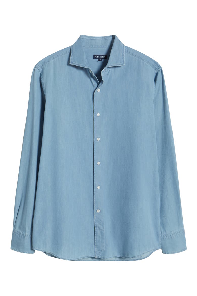 Crown Crafted Elio Cotton Button-Up Shirt, Alternate, color, LIGHT INDIGO