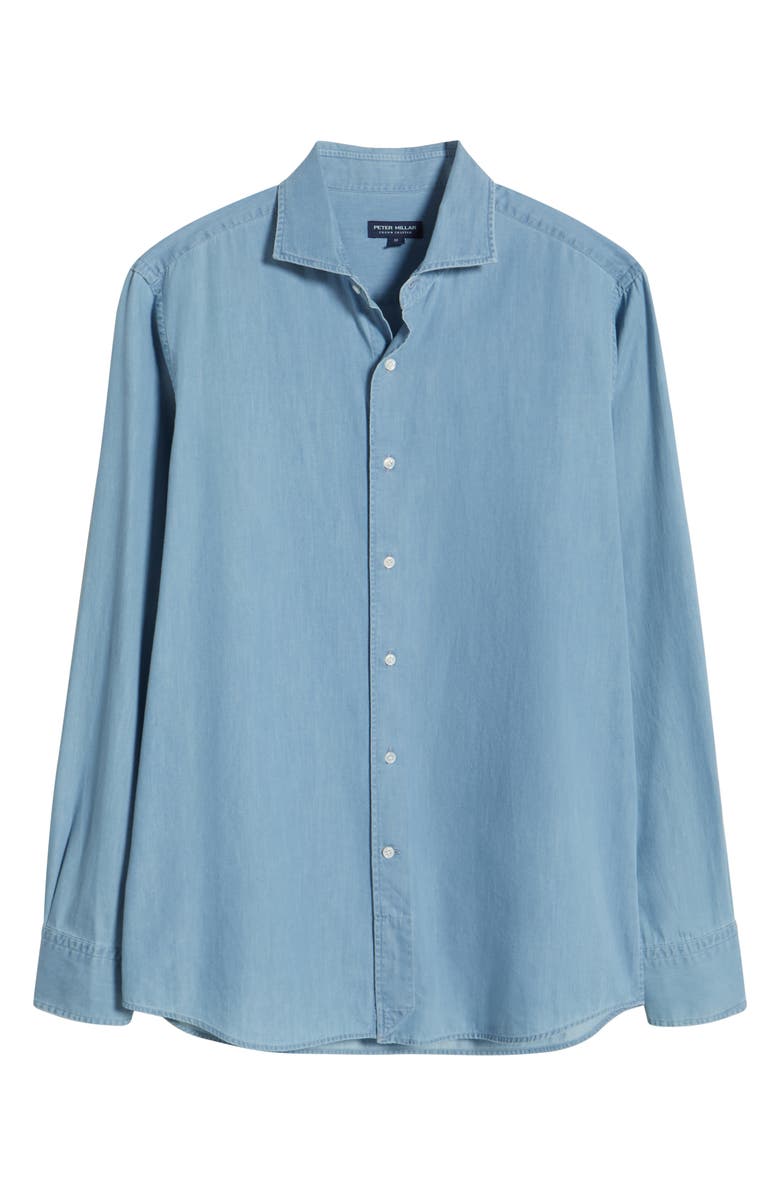 Peter Millar Crown Crafted Elio Cotton Button-Up Shirt, Alternate, color, Light Indigo