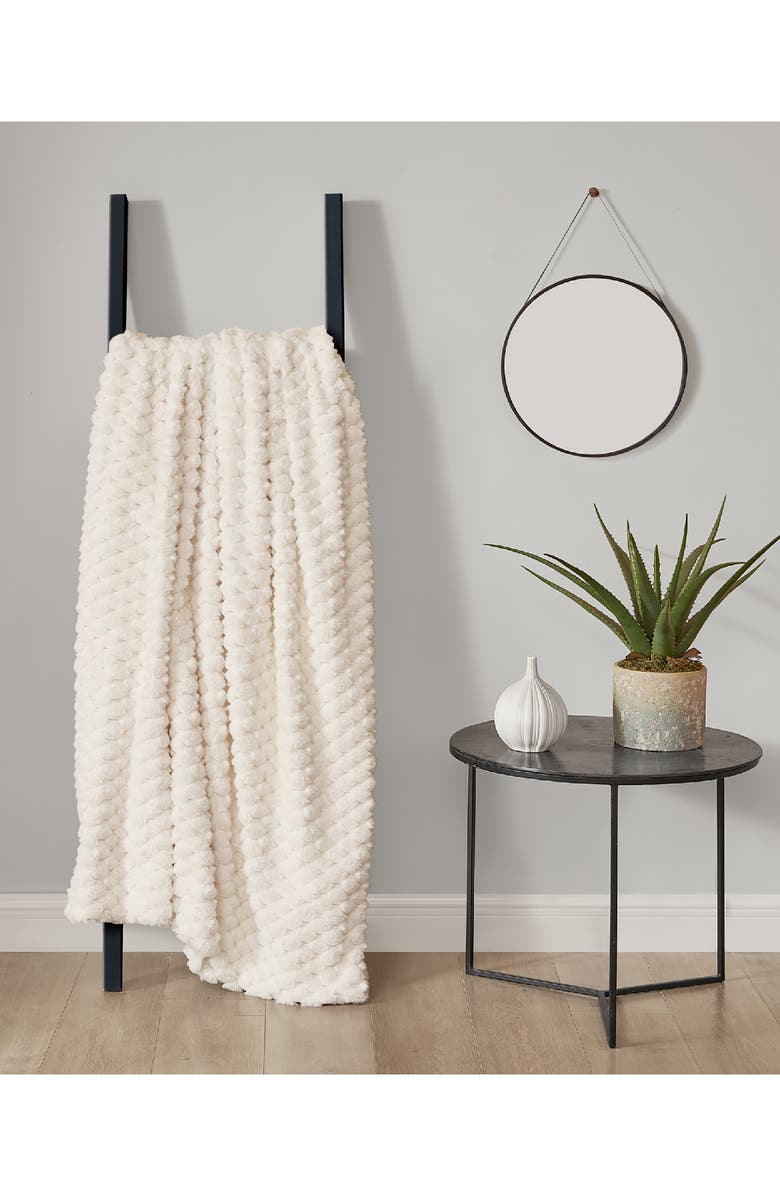 Lucky Brand Textured Faux Fur Throw Blanket, Alternate, color, 