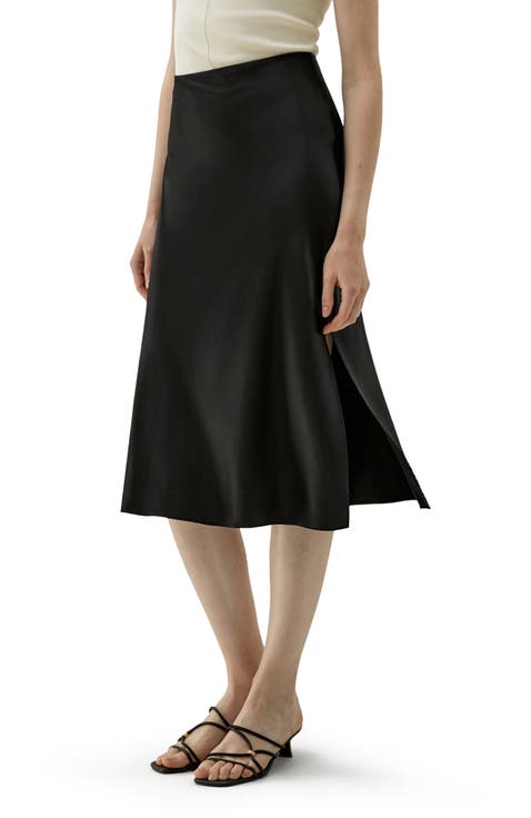Minimalist Aesthetic Silk Poppy Skirt