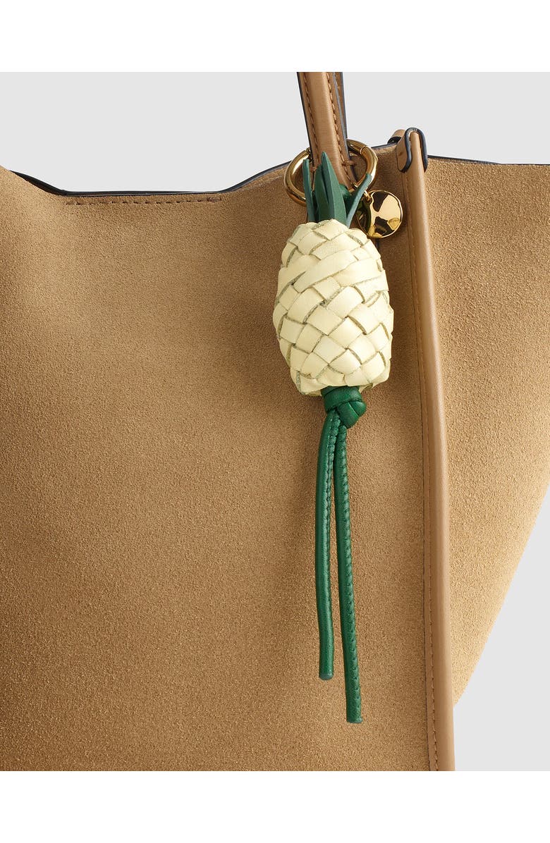 Madewell Woven Pineapple Leather Bag Charm, Alternate, color, Pale Pineapple Multi