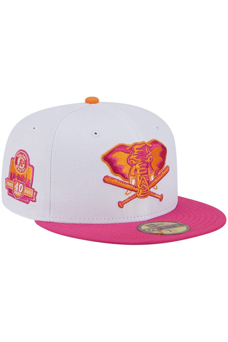 Men's New Era  White/Pink Oakland Athletics 40th Team Anniversary 59FIFTY Fitted Hat, Main, color, White