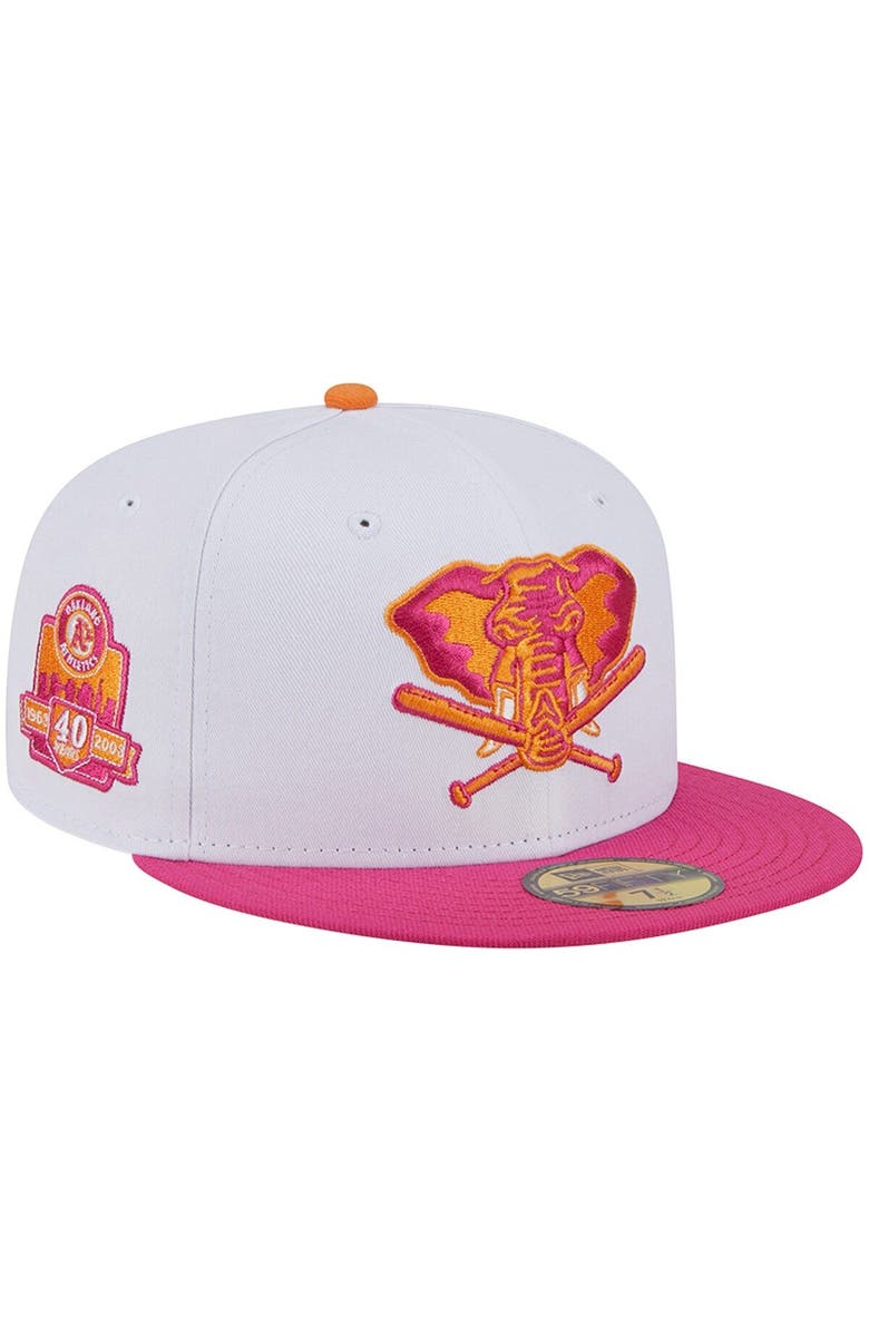 New Era Men's New Era White/Pink Oakland Athletics 40th Team Anniversary 59FIFTY Fitted Hat, Main, color,
