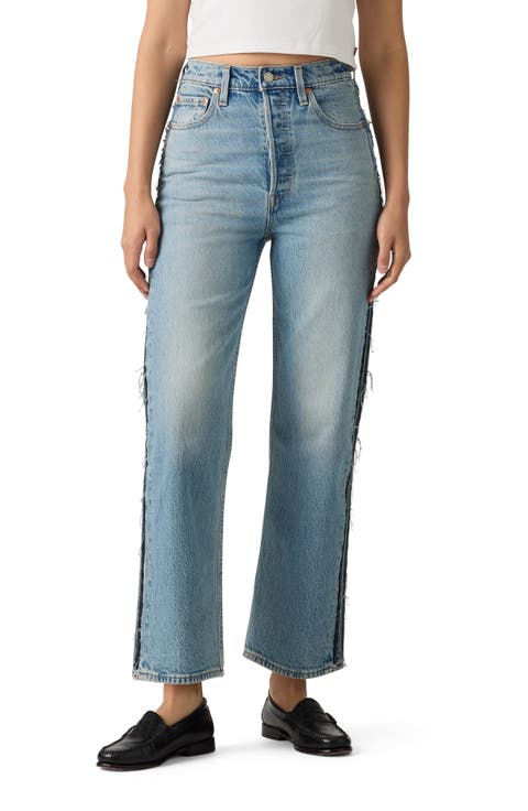 Ribcage Deconstructed High Waist Ankle Straight Leg Jeans (Upon Reflection)