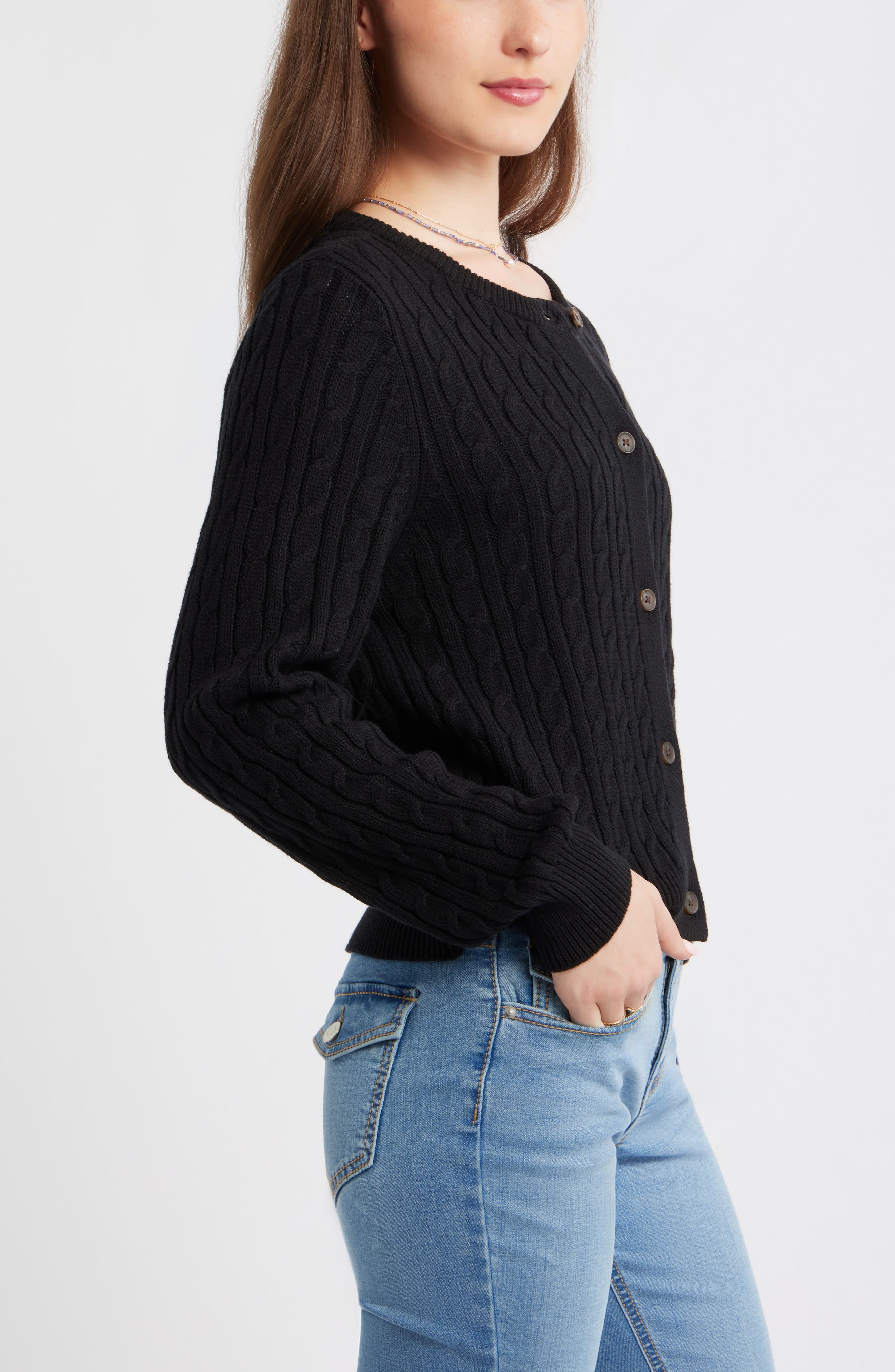Женские кардиганы BP. Button Front Cotton Blend Cardigan — фото 3