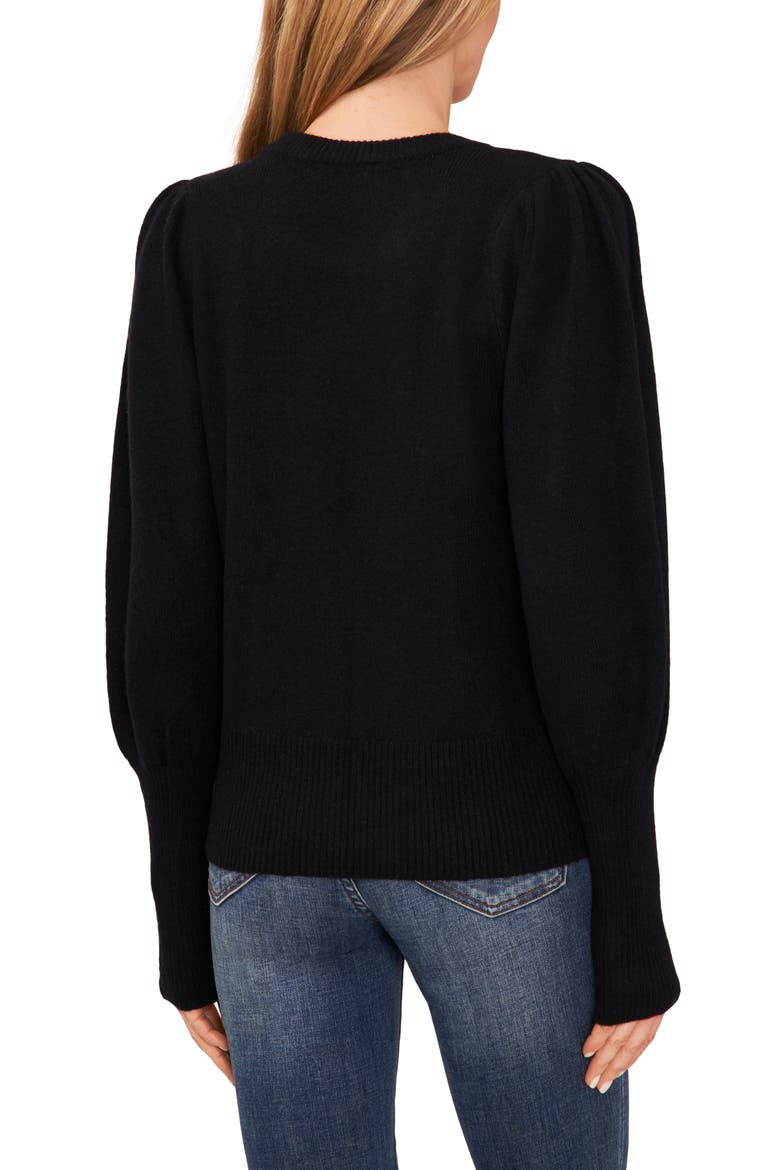 Rhinestone Bow Appliqué Sweater, Alternate, color, RICH BLACK